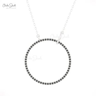 Open Circle Eternity Necklace With 0.30 Ct Black Diamond Chain Necklace In 14k Real Gold