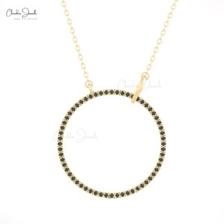 Open Circle Eternity Necklace With 0.30 Ct Black Diamond Chain Necklace In 14k Real Gold
