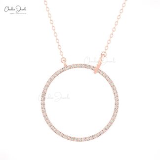 Interlocking Eternity Chain Necklace In Real 14k Gold G-H Diamond 1mm Round Necklaces
