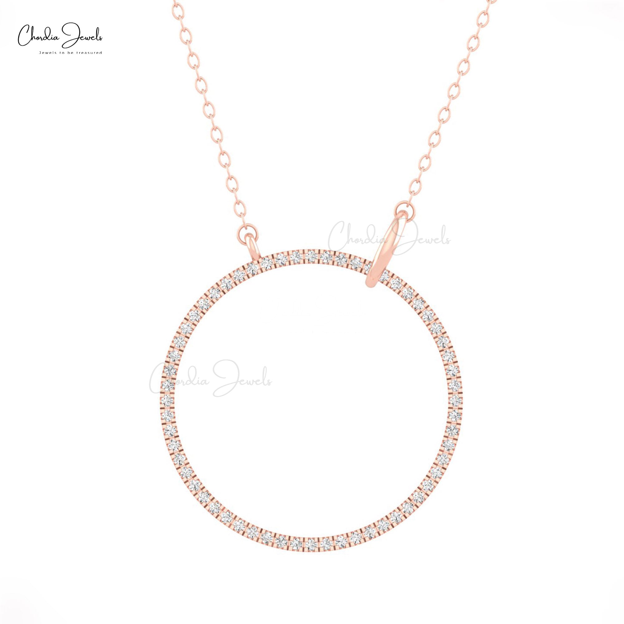 Interlocking Eternity Chain Necklace In Real 14k Gold G-H Diamond 1mm Round Necklaces