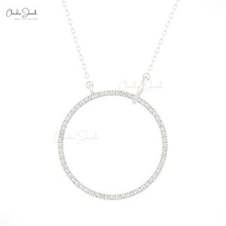 Interlocking Eternity Chain Necklace In Real 14k Gold G-H Diamond 1mm Round Necklaces