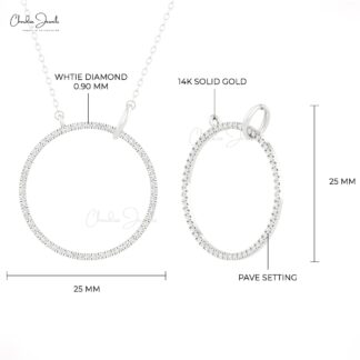 Interlocking Eternity Chain Necklace In Real 14k Gold G-H Diamond 1mm Round Necklaces