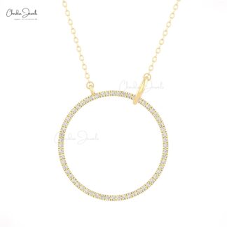 Interlocking Eternity Chain Necklace In Real 14k Gold G-H Diamond 1mm Round Necklaces