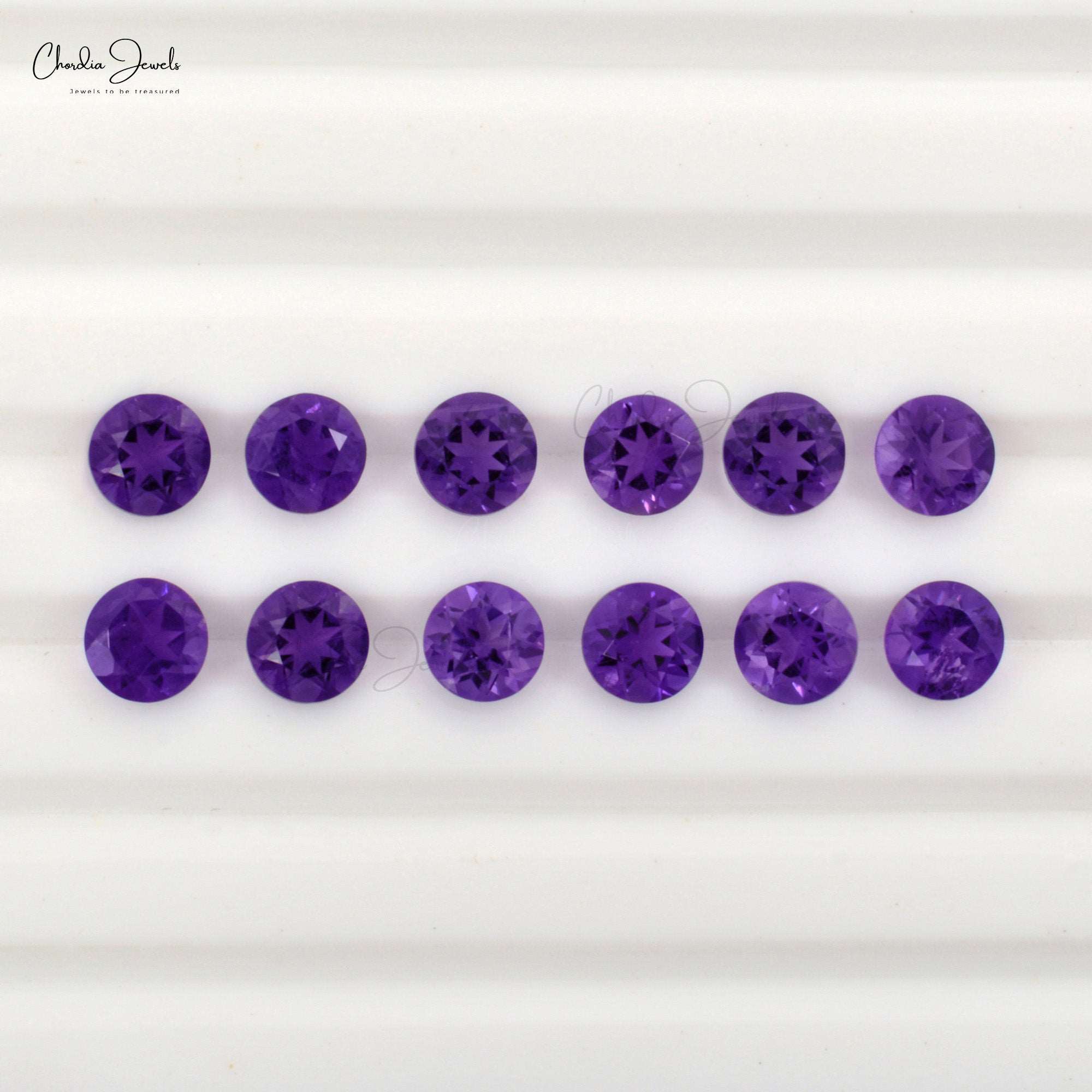 100% Natural 3MM African Amethyst Round Brilliant Cut Loose Gemstone, 5 Piece