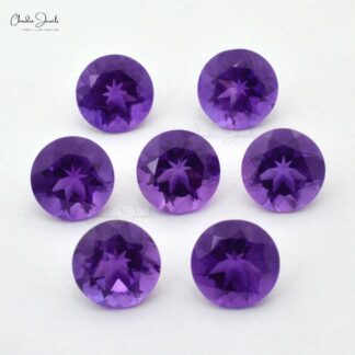 100% Natural African Amethyst 8MM Round Brilliant Cut Semi Precious Loose Gemstone, 1 Piece