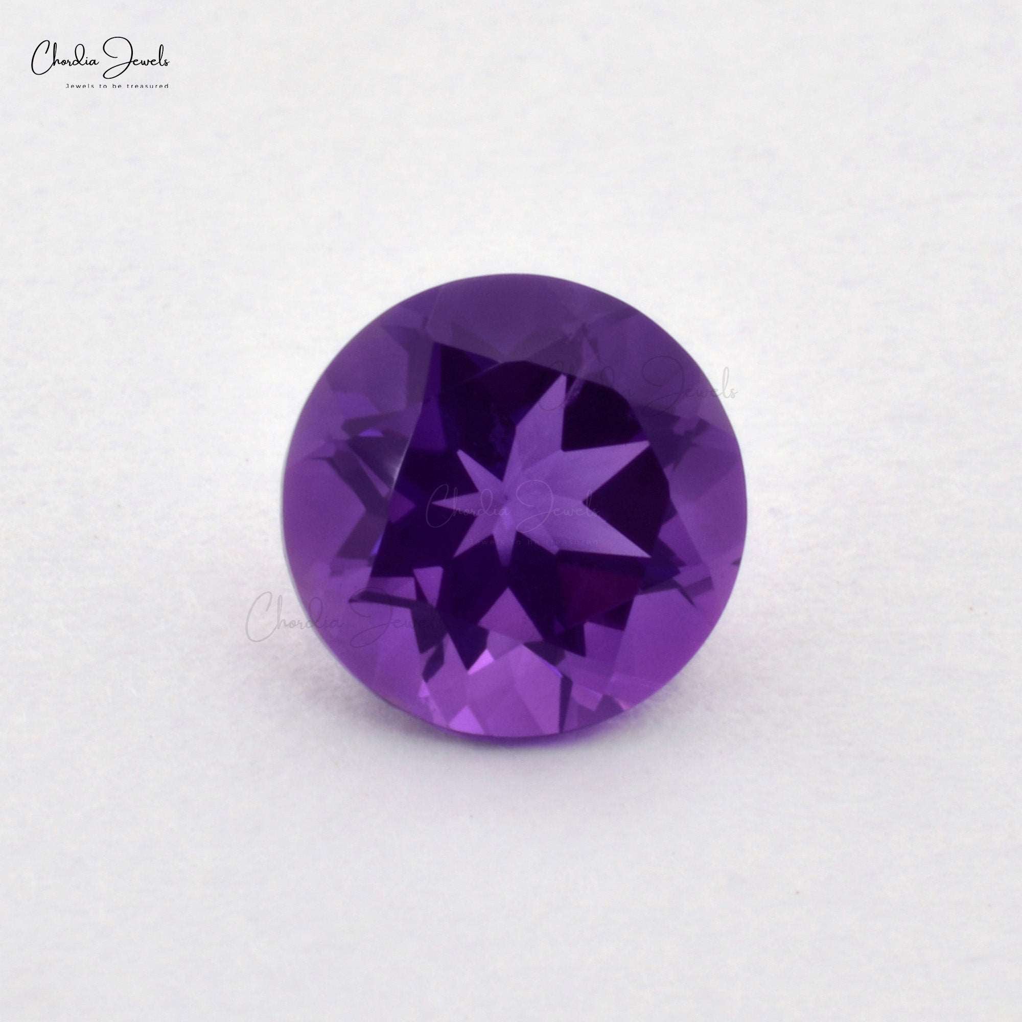 100% Natural African Amethyst 8MM Round Brilliant Cut Semi Precious Loose Gemstone, 1 Piece