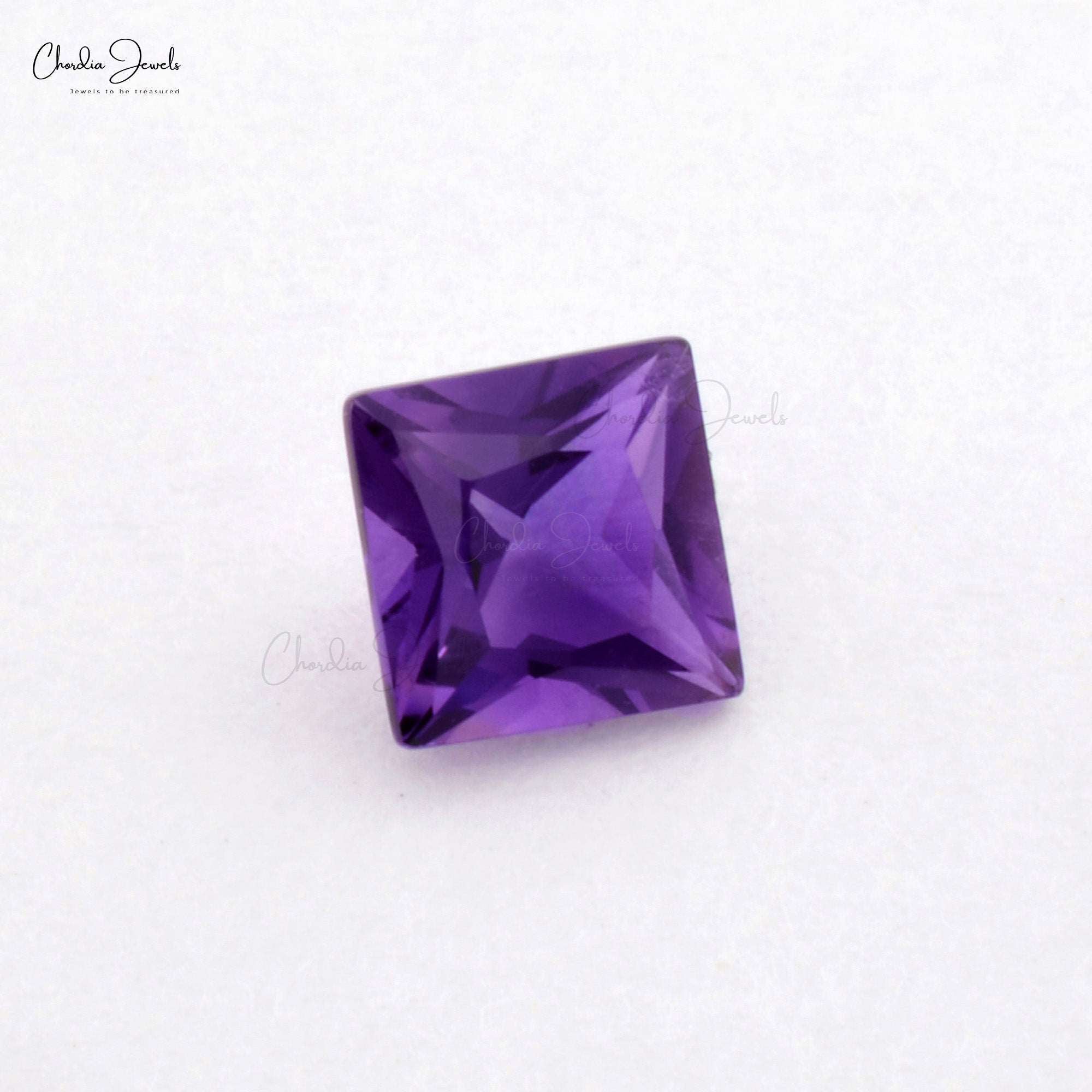 100% Natural 3MM African Amethyst Square Cut Loose Gemstone, 1 Piece