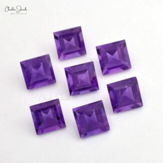 1.2 Carats 100% Natural African Amethyst Square Faceted Semi Precious Loose Gemstone, 1 Piece