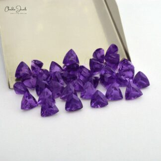 1 Carat Trillion Cut Top Grade African Amethyst Faceted Gemstone for Jewelry, 1 Piece