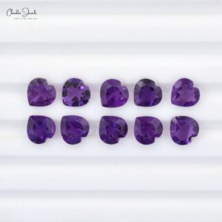 100% Natural Amethyst 5MM Heart Cut Loose Gemstone for Ring, 1 Piece