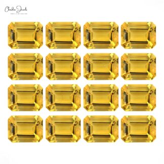 100% Natural Citrine Emerald Cut 7x9MM-8x10MM Semi Precious Loose Gemstone, 1 Piece