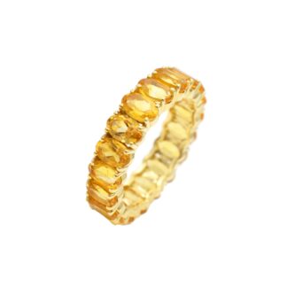 Genuine Citrine Full Eternity Wedding Ring With 5x3mm Gemstone 14k Yellow Gold Jewelry