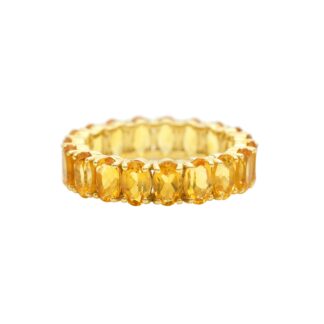 Genuine Citrine Full Eternity Wedding Ring With 5x3mm Gemstone 14k Yellow Gold Jewelry