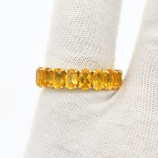 Genuine Citrine Full Eternity Wedding Ring With 5x3mm Gemstone 14k Yellow Gold Jewelry