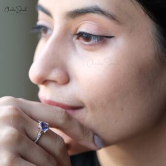 Gemstone Floral Ring In 14k Rose Gold Tanzanite And Diamond Engagement Verified Rings