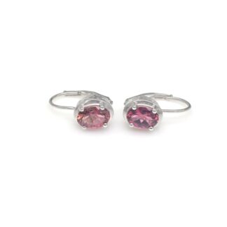 Gemstone Lever Back Earrings In 14k White Gold Pink Tourmaline 1.4 Ct Oval Women Earrings