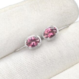 Gemstone Lever Back Earrings In 14k White Gold Pink Tourmaline 1.4 Ct Oval Women Earrings