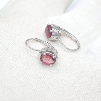 Gemstone Lever Back Earrings In 14k White Gold Pink Tourmaline 1.4 Ct Oval Women Earrings