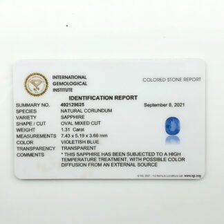 1.32 carat Super Fine Quality Blue Sapphire Oval Cut Gemstone for Making Necklaces, 1 Piece