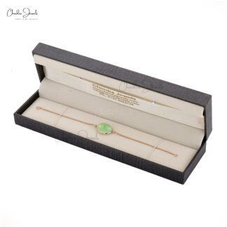 Oval Prehnite Chain Bracelet With G-H Diamond Accents In 14k Rose Gold Women Bracelets