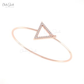 Triangle Hook Arm Band With 1.5mm G-H Diamond Pave Set In 14k Solid Gold Bracelet