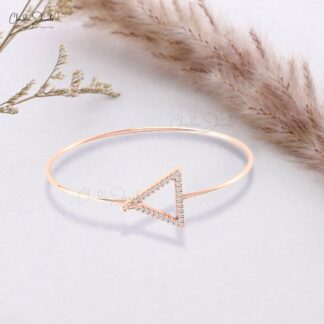 Triangle Hook Arm Band With 1.5mm G-H Diamond Pave Set In 14k Solid Gold Bracelet
