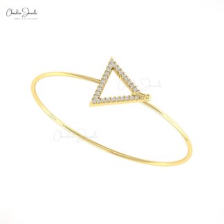 Triangle Hook Arm Band With 1.5mm G-H Diamond Pave Set In 14k Solid Gold Bracelet