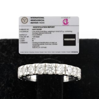 Round Cut Stack Band With SI/G-H Diamond IGI Certified Wedding Ring In 14k White Gold