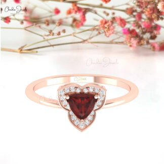 Natural garnet engagement ring with diamonds