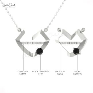 Lips Diamond Chain Necklace In Solid 14k Gold Black Diamond 4mm Round Cut Necklaces