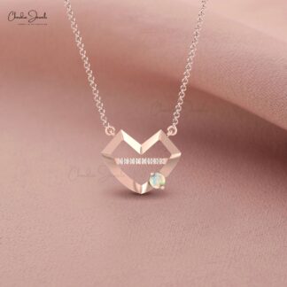 Solid 14k Gold Lips Necklace With 0.24 Ct Fire Opal And Diamond Minimalist Chain Necklace