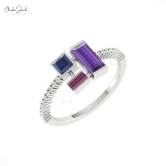 Multi Stone Cluster Ring In 14k Gold Amethyst Rhodolite Garnet And Sapphire Diamond Ring