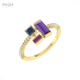 Multi Stone Cluster Ring In 14k Gold Amethyst Rhodolite Garnet And Sapphire Diamond Ring