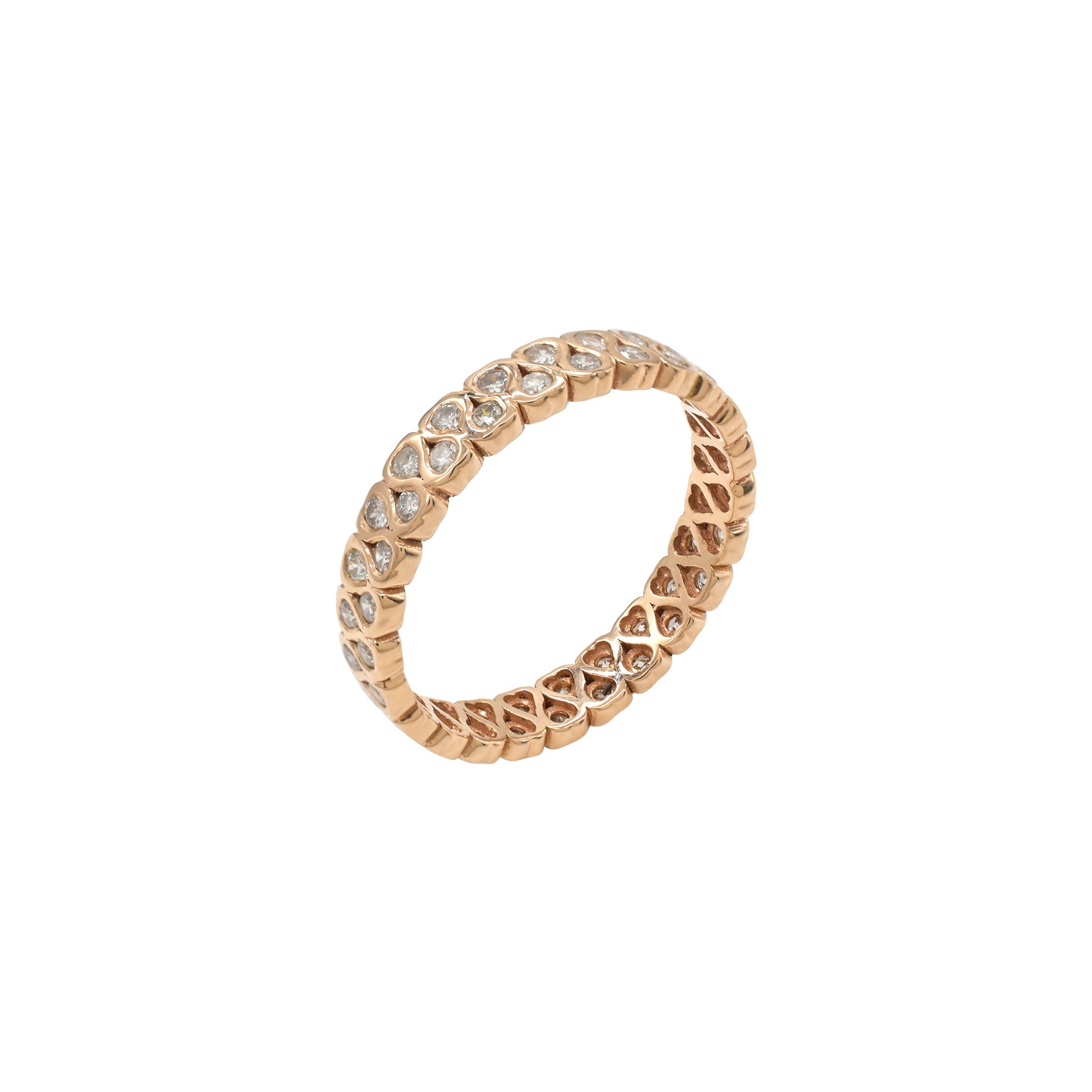 Full Eternity Stackable Ring In 14k Rose Gold Diamond 0.79 Ct Round Cut Certified Band