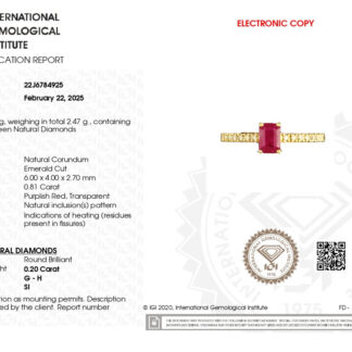 Octagon Gemstone Ring In 18k Yellow Gold Burma Ruby And Dainty Diamond Women Rings