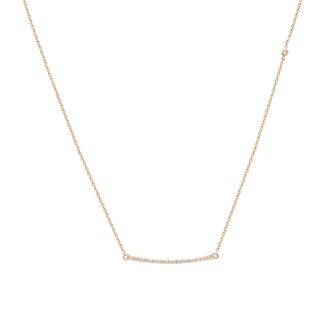 Dainty Diamond Straight Bar Necklace In 14k Rose Gold Diamond Certified Chain Necklaces