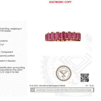 IGI Certified Full Eternity Band With 5x3mm Ruby Prong Set In 14k Yellow Gold Ring Size US6