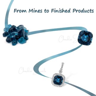 Natural London Blue Topaz Solitaire Stud In 925 Silver Handmade Earrings For Mom
