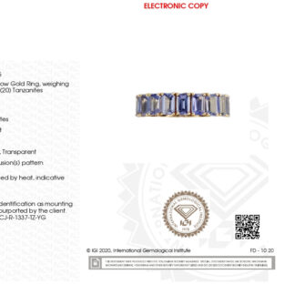 Octagon Eternity Ring In 14k Yellow Gold Tanzanite 5x3mm IGI Certified Handmade Band Ring