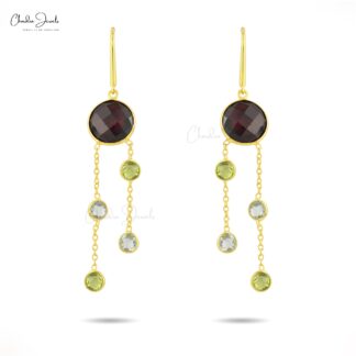 Dangler Multi Stone Earring With 8.46 Ct Gemstone Bezel Set In 925 Sterling Silver Earrings