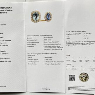 Two Halo Tanzanite Ring In 14k Real Gold Aquamarine Diamond Certified Adjustable Rings