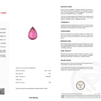 100% Natural High Quality Rubellite Tourmaline 19×7.20 MM Pear Cut Gemstone, 1 Piece