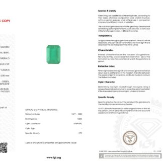 Top Quality Natural Emerald 5.97 Carat Octagon Excellent Cut Loose Gemstone, 1 Piece