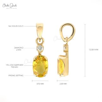Yellow sapphire diamond pendant