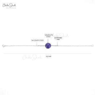 Solid 14k White Diamond Bracelet With 10mm Tanzanite Gemstone Women Bracelets