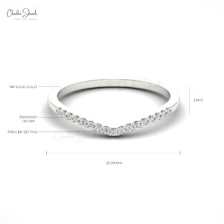 Half Eternity Diamond Ring In 14k Solid Gold With 0.12 Ct Diamond April Birthstone Chevron Ring