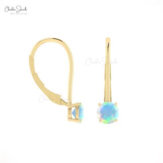 AAA Fire Opal Dangle Earrings In Solid 14k Gold October Birthstone Hallmarked Jewelry