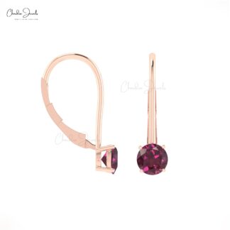 Dangling Latch Back Earring with 0.84 Ct Rhodolite Garnet Earrings In 14k Pure Gold