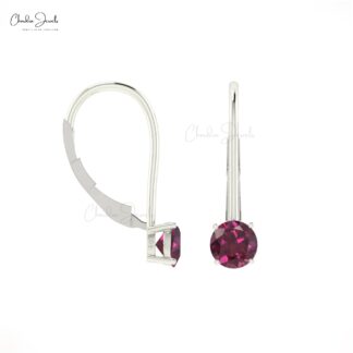 Dangling Latch Back Earring with 0.84 Ct Rhodolite Garnet Earrings In 14k Pure Gold