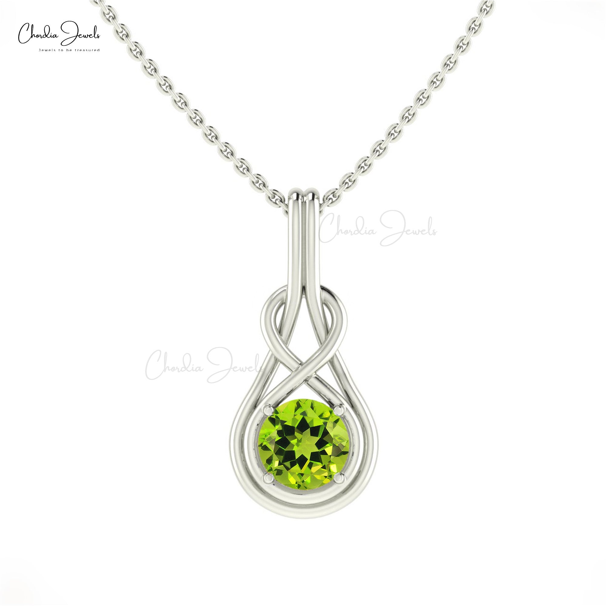 Solid 14k Gold Solitaire Pendant With 0.74 Ct Peridot Infinity Pendant For Mom